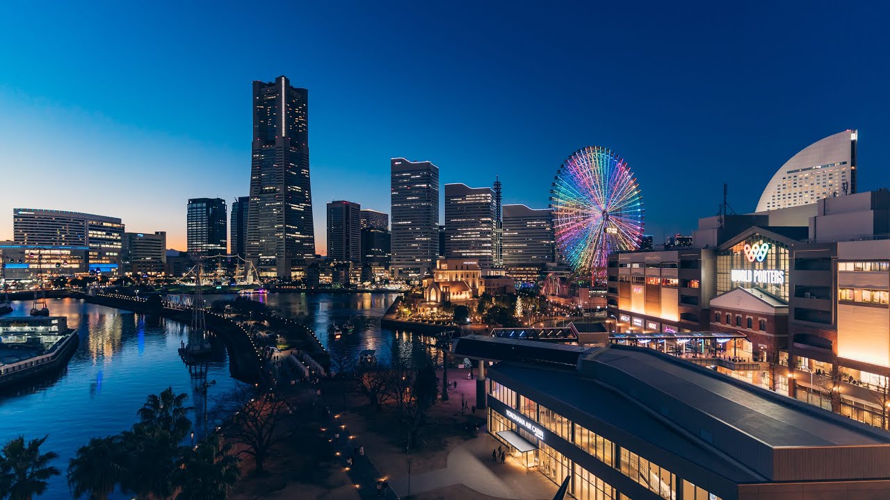 【4K】ナビオス横浜の客室から撮影した夕景&夜景タイムラプス